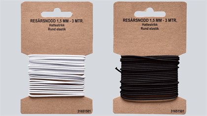 Rund Elastik 1,5mm 3m hvid eller sort