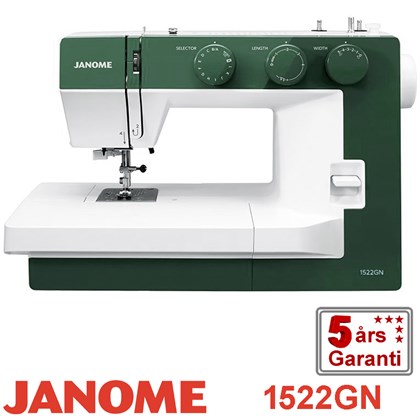 Janome 1522GN Grøn symaskine inkl. kit værdi kr. 534,-