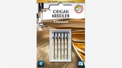 symaskinenåle Organ Titanium 5 stk. ass. str. 2/75 2/80 1/90