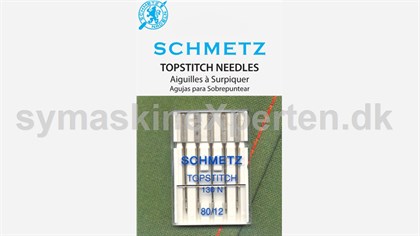Symaskine-nåle Topstitch Metallic str. 80 Schmetz 5 stk.