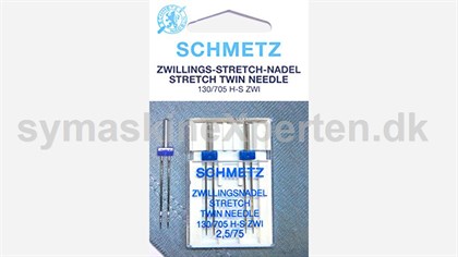 Symaskine tvillingenåle str. 2.5/75 stræk Schmetz 2 stk.